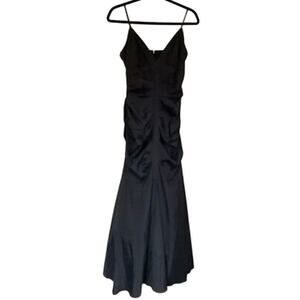 xscape Joanna Chen Black Taffeta Tulle Steampunk Evening Maxi Dress Vintage 18W